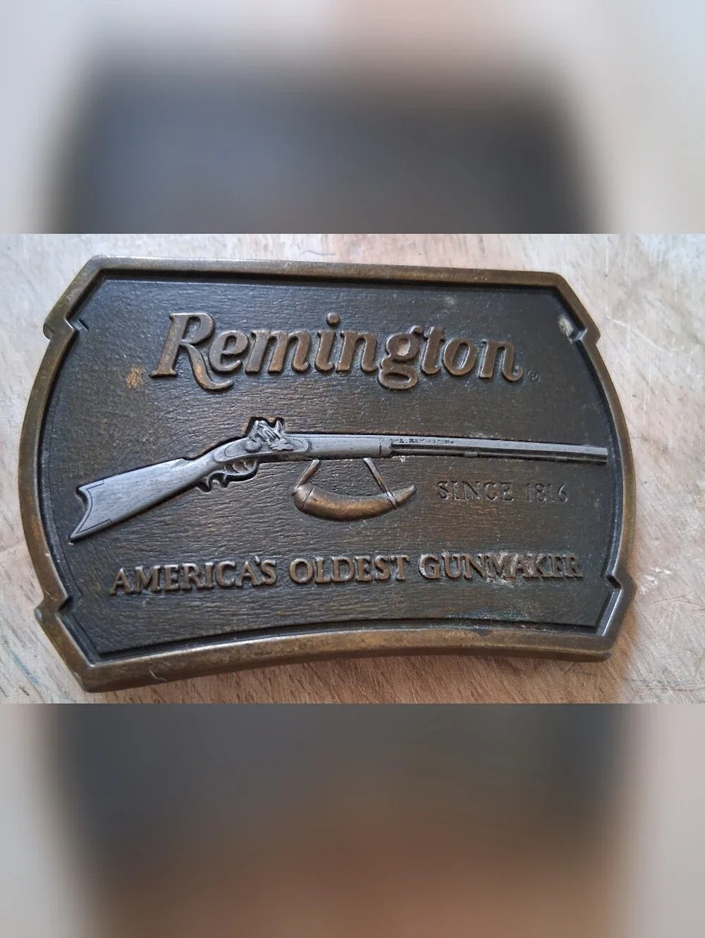 Vintage Remington 1816 flinklock rifle Bronze-Tone Belt Buckle
